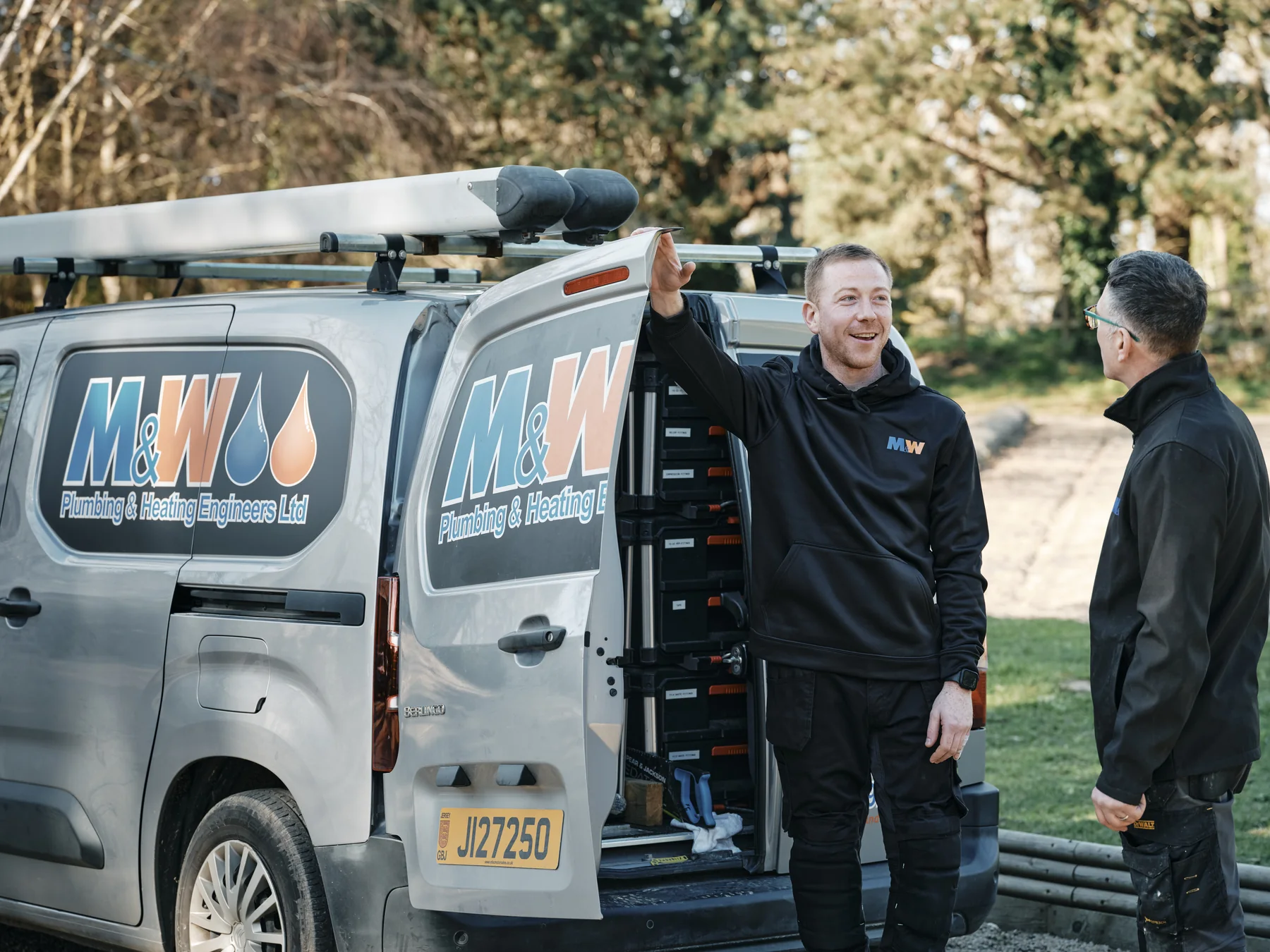M&W Plumbing and Heating team working in Jersey